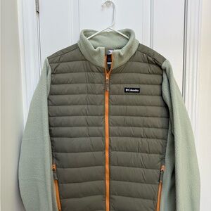 Columbia Olive Hybrid Puffer Fleece Jacket